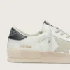 Stardan da uomo con stella in pelle scamosciata grigio ghiaccio e linguetta sul tallone blu navy