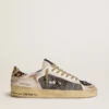 Stardan da uomo in nappa e mesh con linguetta sul tallone in pelle di pony con stampa leopardata