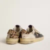 Stardan da uomo in nappa e mesh con linguetta sul tallone in pelle di pony con stampa leopardata