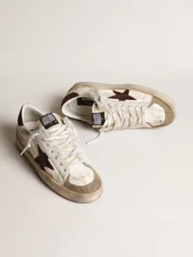 Stardan da uomo in nappa e pelle di pony con stella in pelle scamosciata marrone