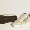 Stardan da uomo in pelle nabuk e pelle crackle con stella in pelle metallizzata argento