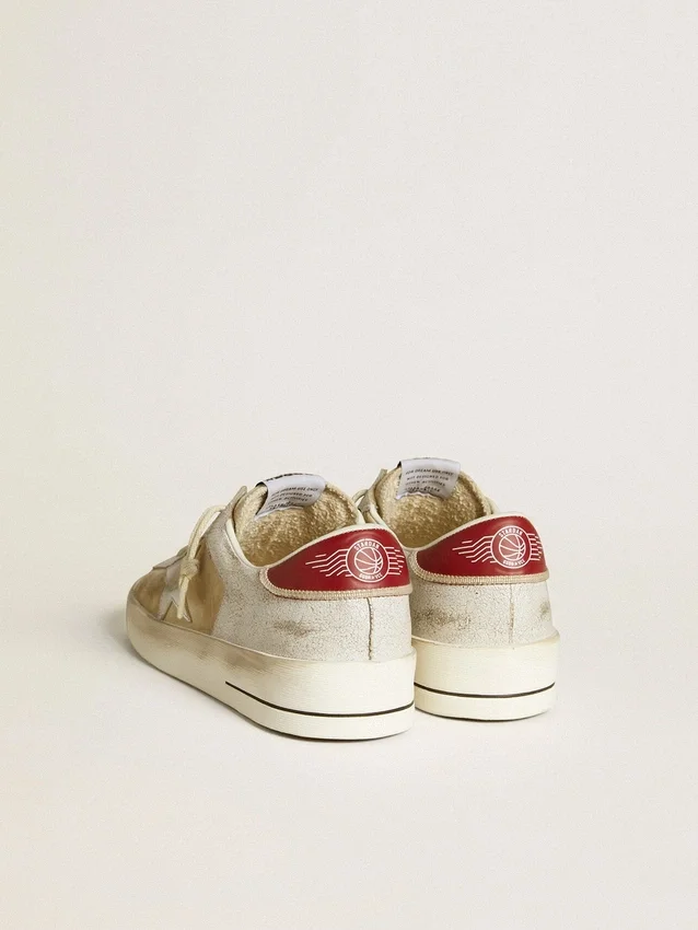 Stardan da uomo in pelle nabuk e pelle crackle con stella in pelle metallizzata argento