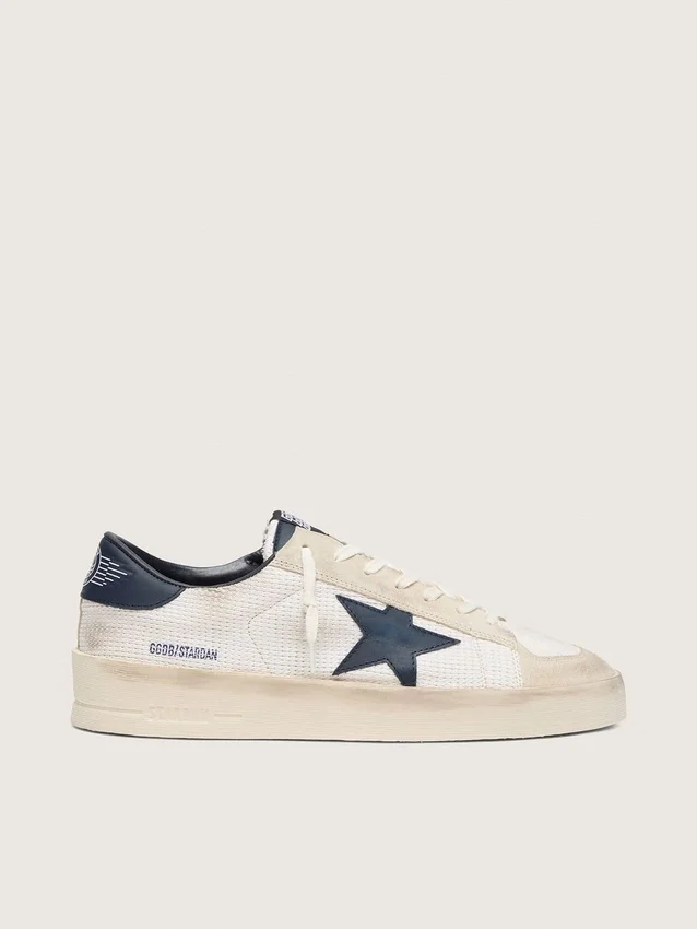 Stardan da uomo in pelle scamosciata beige con stella blu