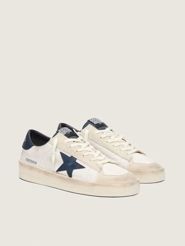 Stardan da uomo in pelle scamosciata beige con stella blu