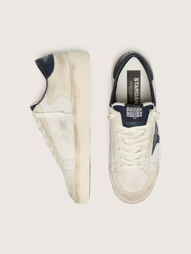 Stardan da uomo in pelle scamosciata beige con stella blu