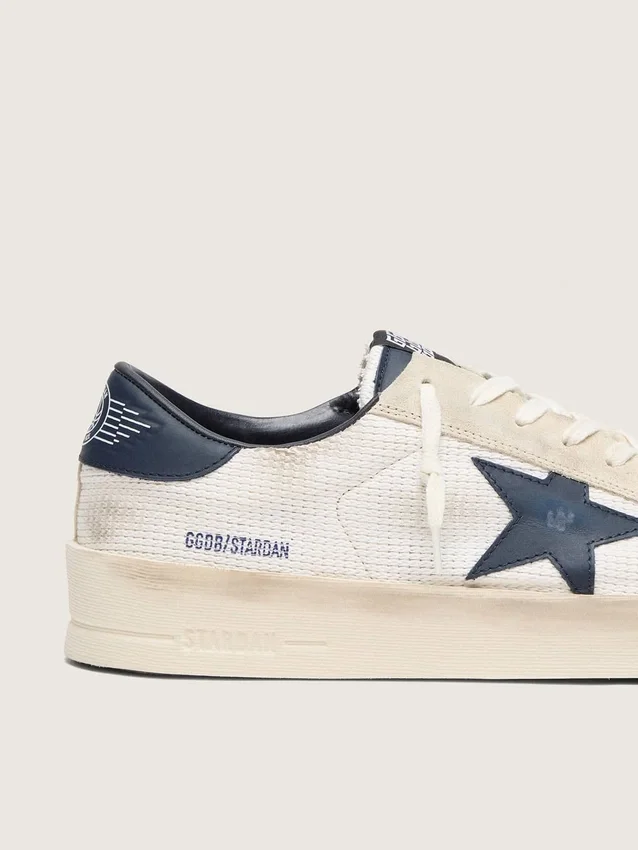 Stardan da uomo in pelle scamosciata beige con stella blu