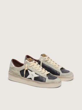 Stardan da uomo in pelle scamosciata e pelle con stella in pelle e linguetta metallica sul tallone