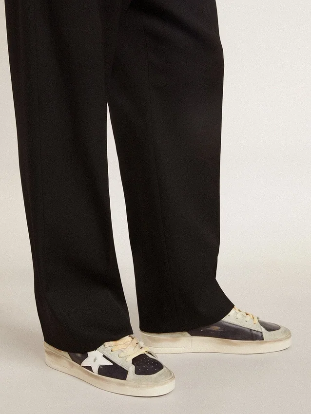 Stardan da uomo in pelle scamosciata e pelle con stella in pelle e linguetta metallica sul tallone