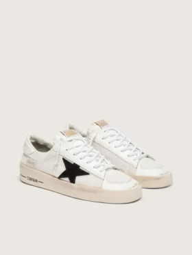 Stardan da uomo in rete bianca con stella in pelle scamosciata nera