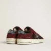 Stardan da uomo in rete nera e pelle scamosciata bordeaux con stella in pelle bianca