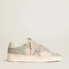 Stardan in nappa grigia e mesh bianco con stella in pelle grigia