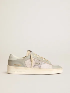 Stardan in nappa grigia e mesh bianco con stella in pelle grigia