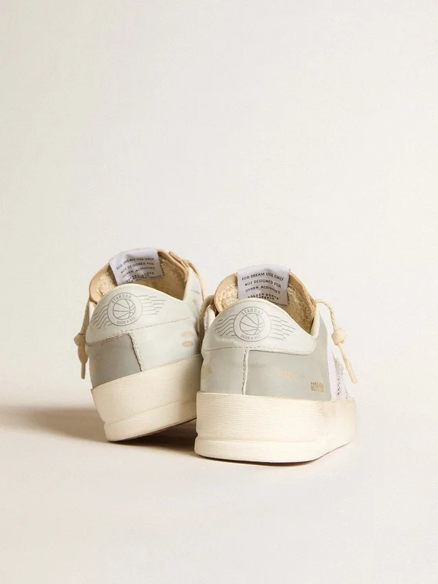 Stardan in nappa grigia e mesh bianco con stella in pelle grigia