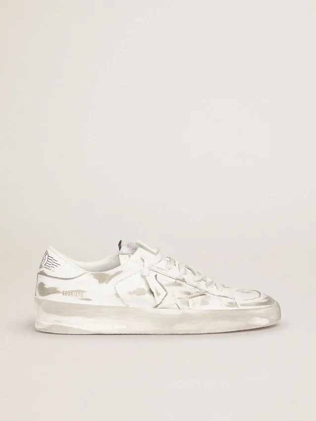 Sneakers Stardan in pelle bianca con effetto vissuto