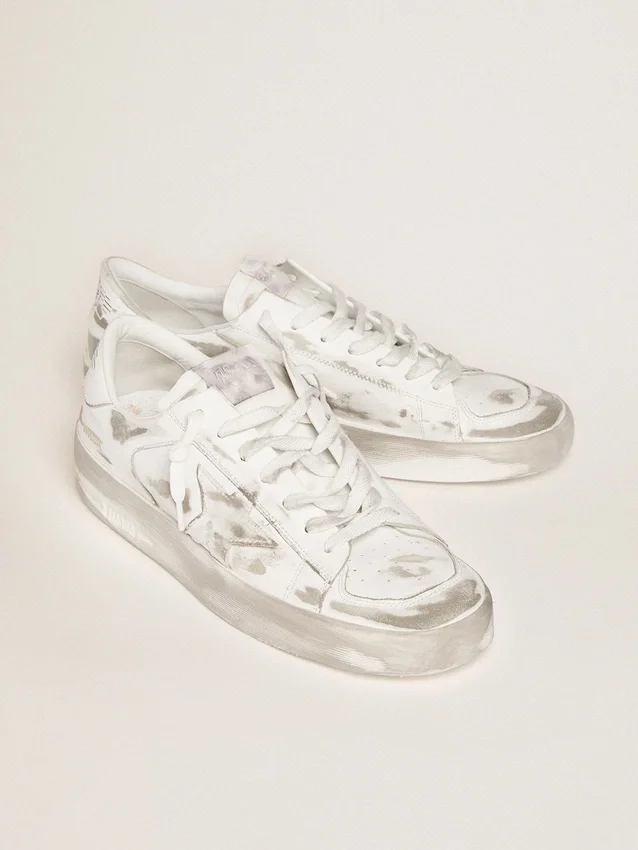 Sneakers Stardan in pelle bianca con effetto vissuto