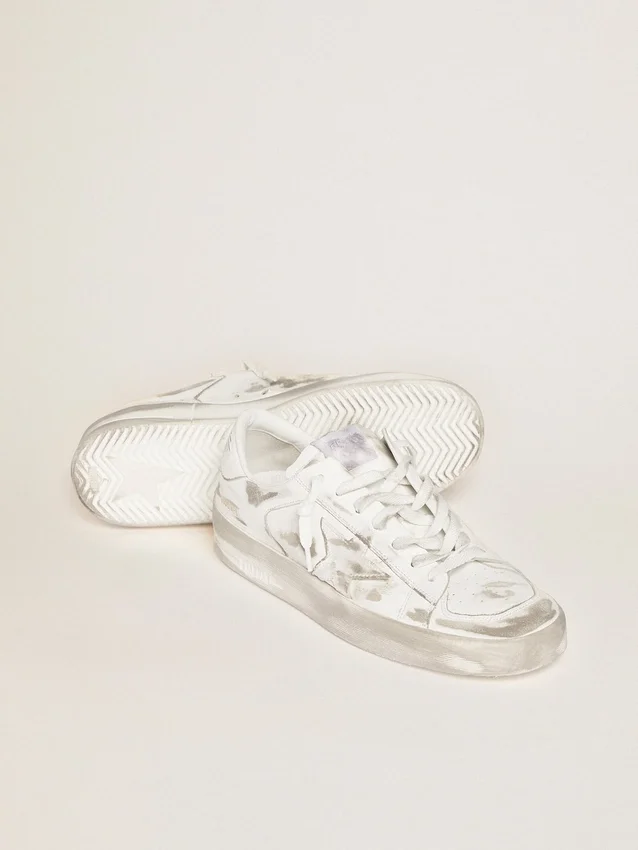 Sneakers Stardan in pelle bianca con effetto vissuto
