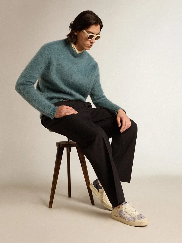 Stardan in pelle bianca e mesh con stella in pelle bianca