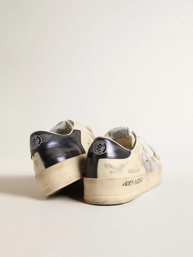 Stardan in pelle bianca e mesh con stella in pelle bianca