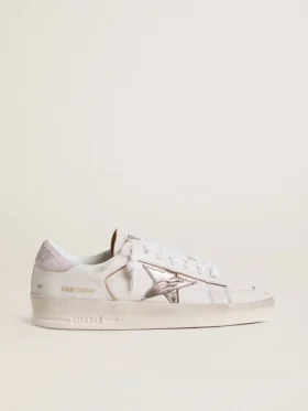 Stardan in pelle nappa con stella in pelle argento metallizzato e linguetta sul tallone in pelle scamosciata rosa