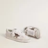 Stardan in pelle nappa con stella in pelle argento metallizzato e linguetta sul tallone in pelle scamosciata rosa