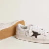Stardan in pelle nappa con stella in pelle argento metallizzato e linguetta sul tallone in pelle scamosciata rosa
