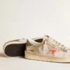 Stardan in rete bianca con stella arancione e inserti in pelle platino