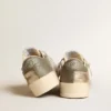 Stardan in rete bianca con stella arancione e inserti in pelle platino