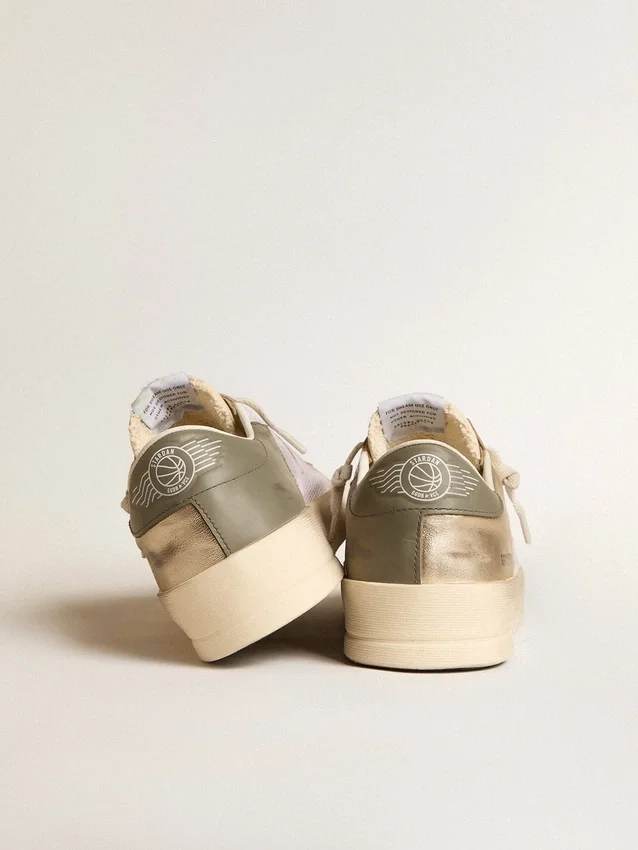 Stardan in rete bianca con stella arancione e inserti in pelle platino