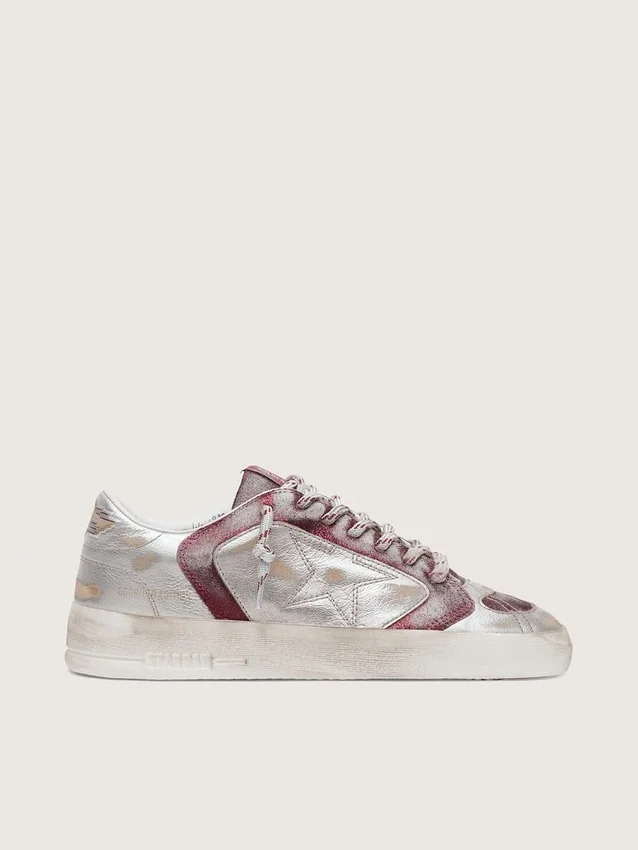 Stardan LAB da uomo in pelle bordeaux e argento con glitter