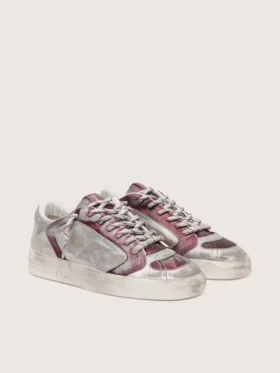 Stardan LAB da donna in pelle bordeaux e argento con glitter