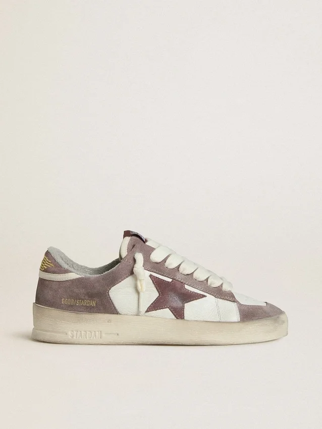 Stardan LTD da donna in pelle nappa e pelle scamosciata con stella in pelle scamosciata color malva e linguetta sul tallone in pelle scamosciata color lavanda