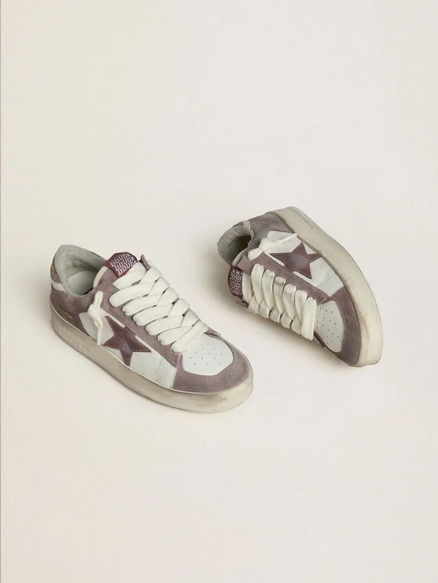 Stardan LTD da donna in pelle nappa e pelle scamosciata con stella in pelle scamosciata color malva e linguetta sul tallone in pelle scamosciata color lavanda