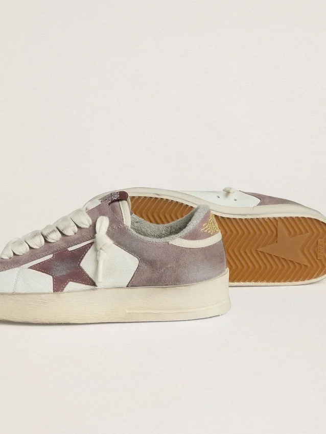 Stardan LTD da donna in pelle nappa e pelle scamosciata con stella in pelle scamosciata color malva e linguetta sul tallone in pelle scamosciata color lavanda