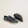 Stardan LTD da uomo in nabuk antracite e pelle scamosciata blu con stella in pelle metallizzata
