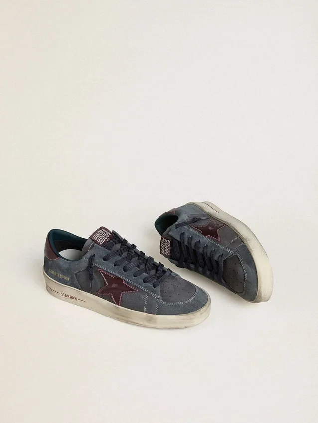 Stardan LTD da uomo in nabuk antracite e pelle scamosciata blu con stella in pelle metallizzata