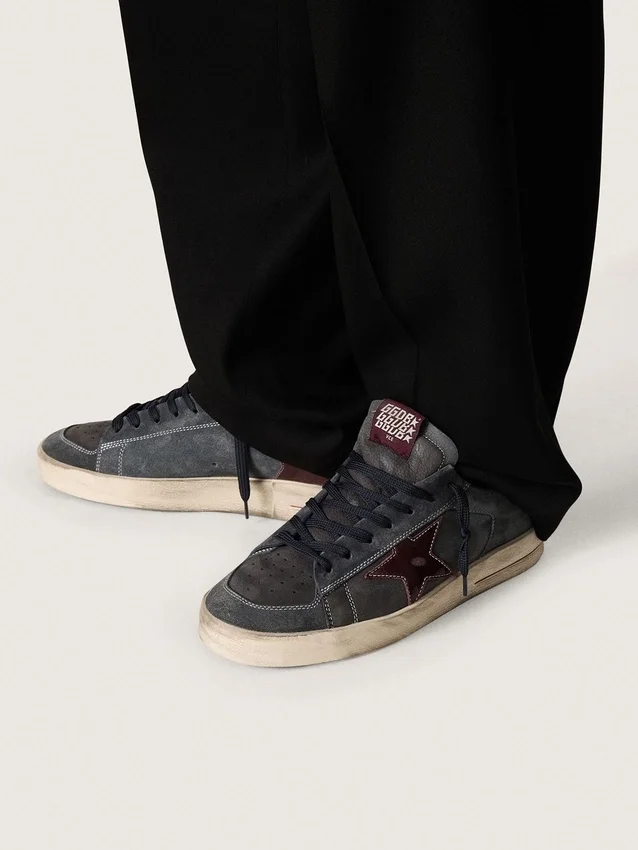 Stardan LTD da uomo in nabuk antracite e pelle scamosciata blu con stella in pelle metallizzata