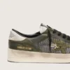 Stardan LTD da uomo in pelle bianca e verde oliva con rete nera e stella in pelle gialla