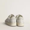 Stardan LTD in pelle bianca con stella e linguetta sul tallone in pelle scamosciata grigio ghiaccio