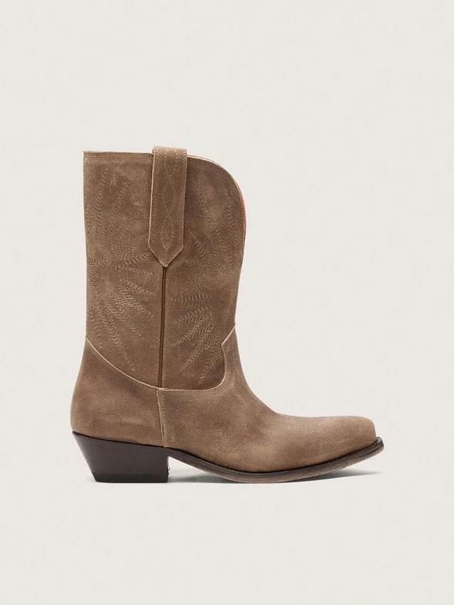 Stivali bassi da donna Wish Star in pelle scamosciata grigia con ricamo a forma di stella