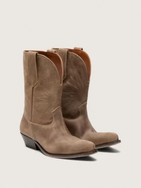 Stivali bassi da donna Wish Star in pelle scamosciata grigia con ricamo a forma di stella