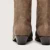 Stivali bassi da donna Wish Star in pelle scamosciata grigia con ricamo a forma di stella