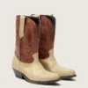 Stivali da donna Wish Star in pelle beige e marrone con ricami