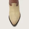 Stivali da donna Wish Star in pelle beige e marrone con ricami