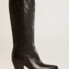 Stivali da donna Wish Star in pelle nera con ricamo a forma di stella