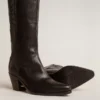 Stivali da donna Wish Star in pelle nera con ricamo a forma di stella
