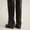 Stivali da donna Wish Star in pelle nera con ricamo a forma di stella