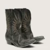 Stivali da uomo Wish Star a gambale basso in pelle nera con stella argentata