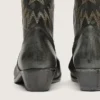 Stivali da uomo Wish Star a gambale basso in pelle nera con stella argentata