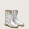 Stivali Junior Wish in pelle metallizzata argento con ricamo a forma di stella