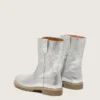 Stivali Junior Wish in pelle metallizzata argento con ricamo a forma di stella